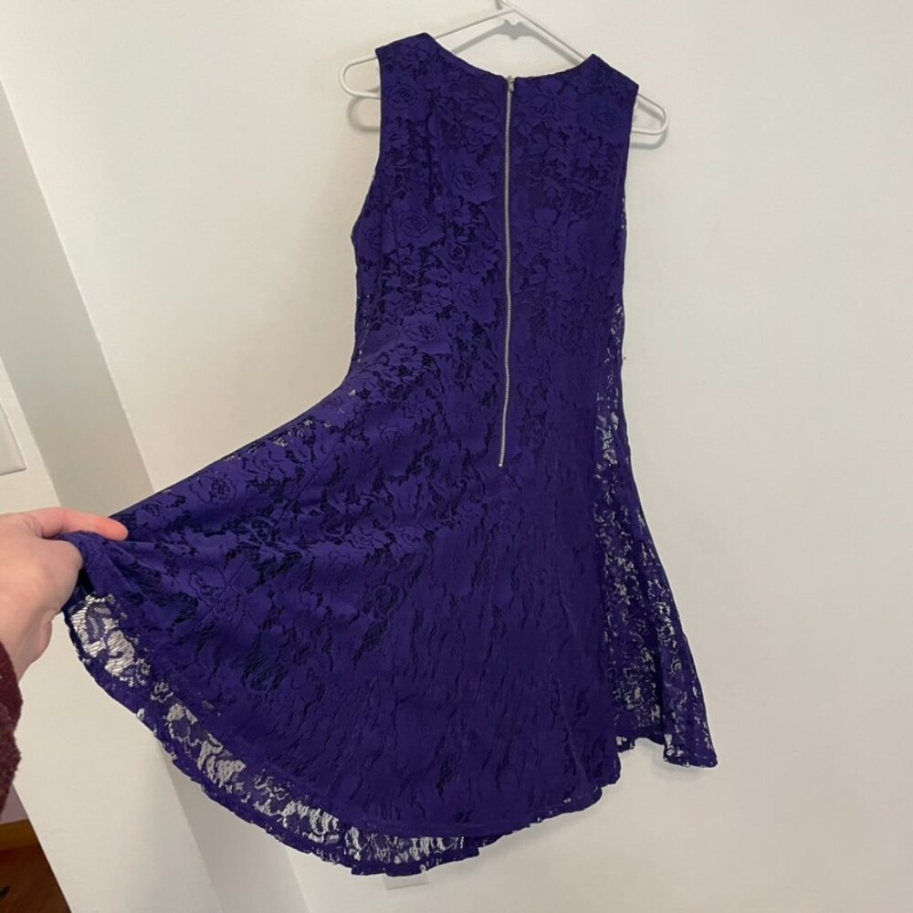 DANNY & NICOLE Sleeveless Lace Fit & Flare Dress Dark Purple Party Wedding Work - Picture 15 of 15